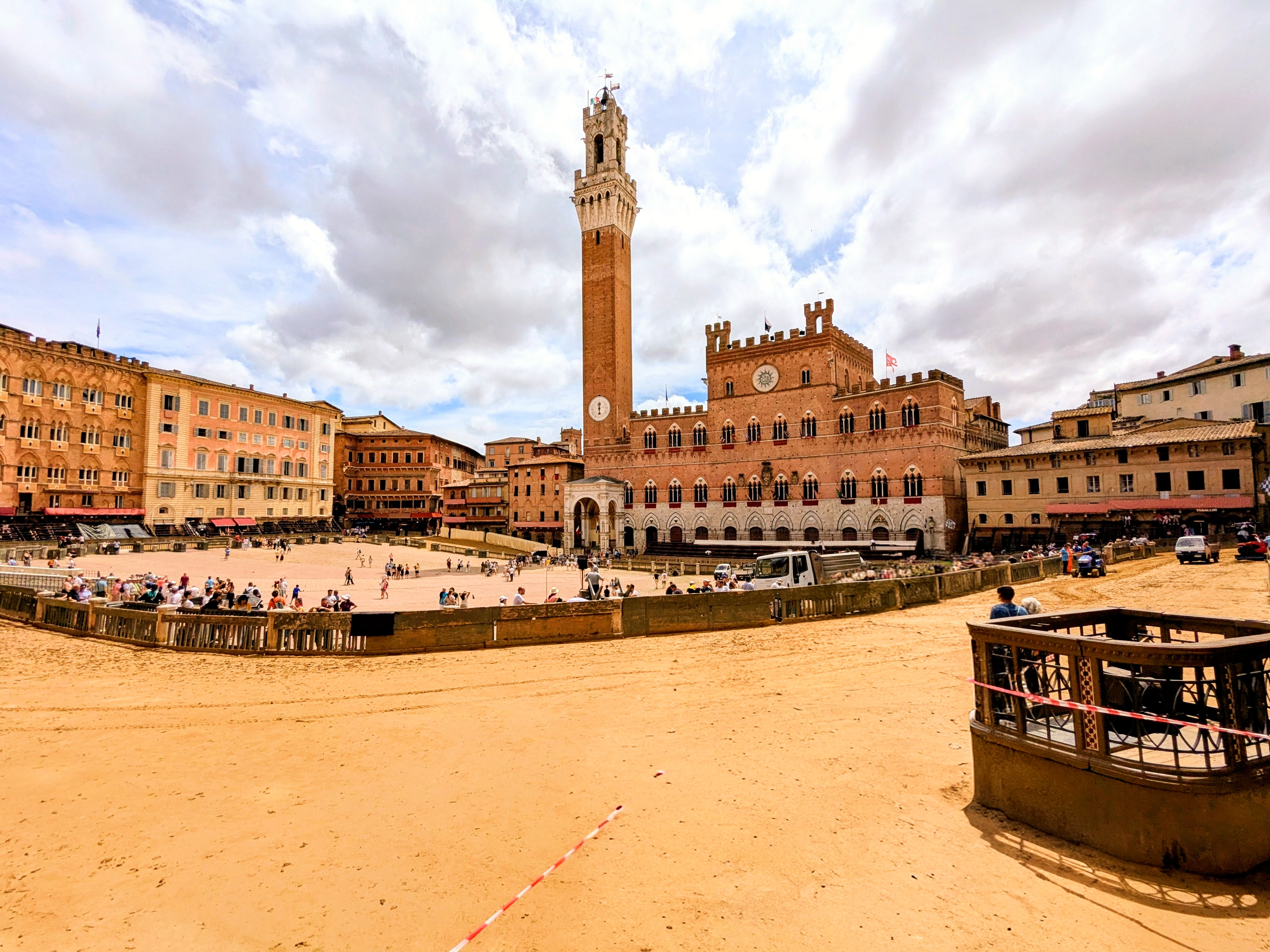 Siena Piazza del Campo ready for the July 2026 Palio